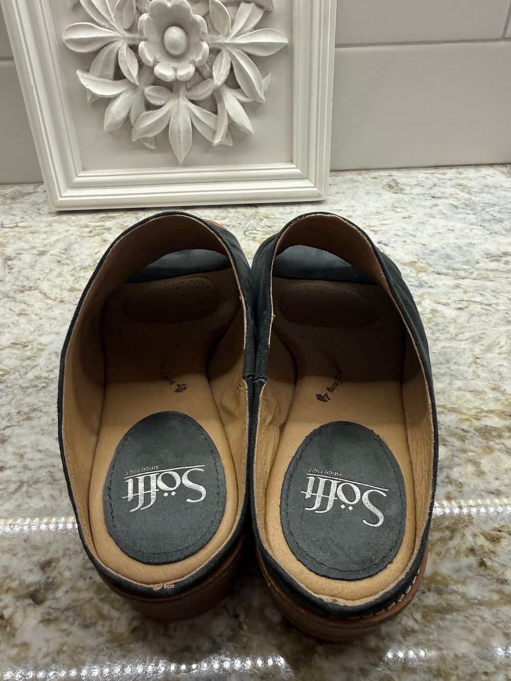 Söfft Dark Green Netta Suede Slides - Picture 3 of 6